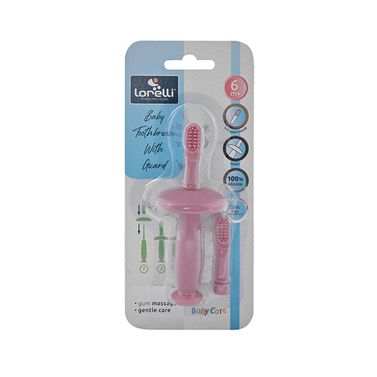 Cepillo Dental de Silicona Con tope + Repuesto Lorelli - Rosado
