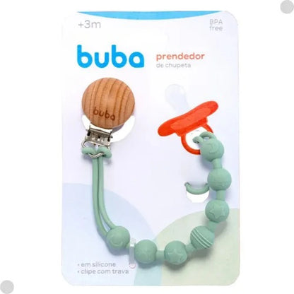 Prendedor de Chupete Bambú Silicona BUBA - Verde
