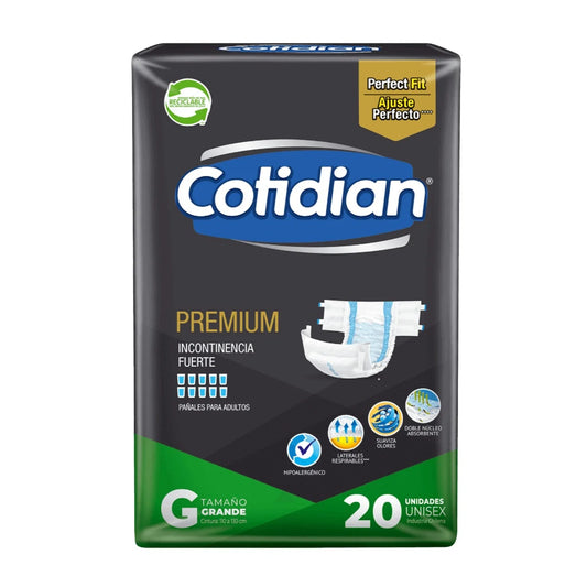 Pañales para Adultos Cotidian Premium Nocturno Máxima Absorción Talle G 20 Unidades