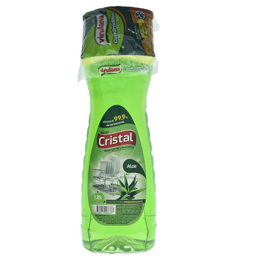 Detergente Cristal Aloe 1.25L + Esponja De Regalo