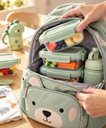 Set de 3 Tuppers Herméticos BUBA para Alimentos de Bebé – Verde