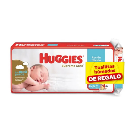 Pañales Huggies Supreme Natural Care RN – 34 unidades