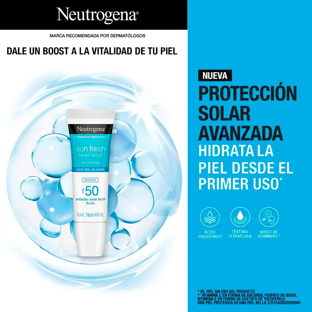 Protector Solar Neutrogena Sunfresh Hydroboost Fps50 40ml Sin Color