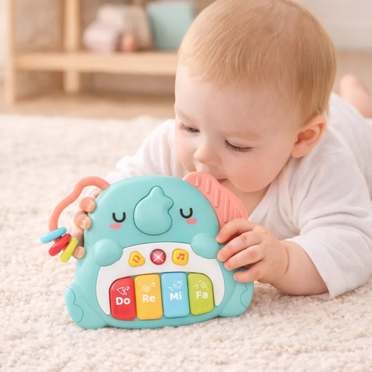 Piano Musical Interactivo Elefante para Bebé con Luces, Sonidos y 4 Modos de Juego