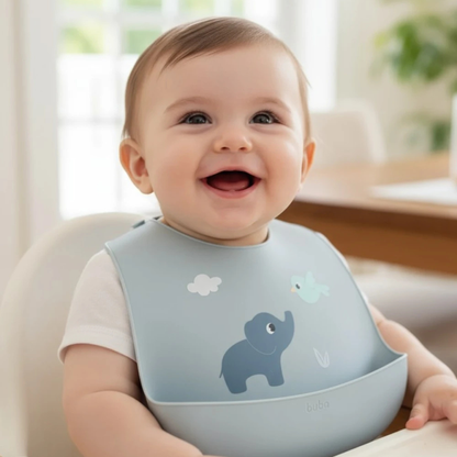 Babero de Alimentación de Silicona Cloudy Azul - Buba