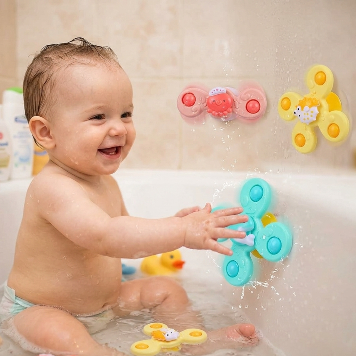 Spinners Giratorios Con Ventosa Resistentes Al Agua Niños