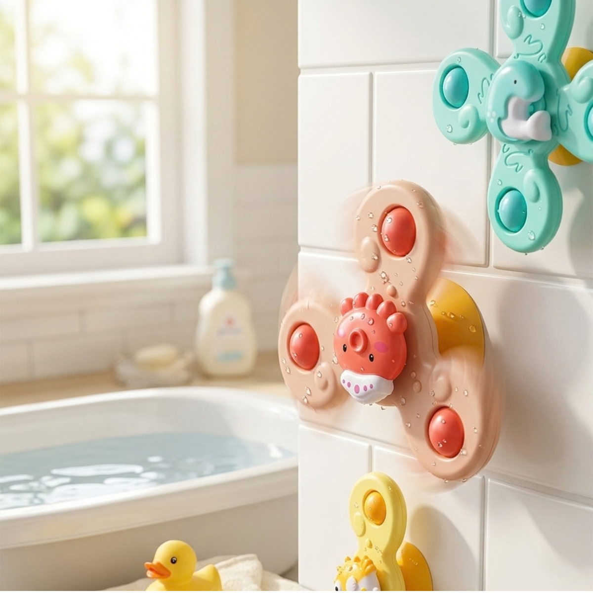 Spinners Giratorios Con Ventosa Resistentes Al Agua Niños