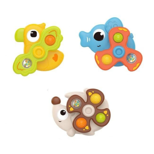 Set x3 Spinners Giratorios con Ventosa y Sonido de Animales