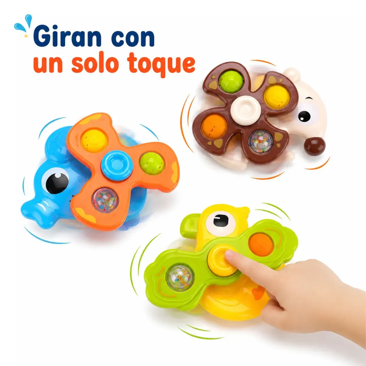 Set x3 Spinners Giratorios con Ventosa y Sonido de Animales