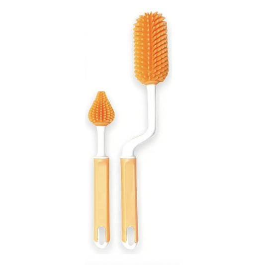 Cepillo Silicona Limpia Mamadera Naranja
