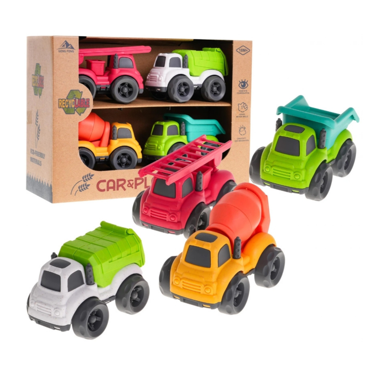 Camiones de Juguete Ecológicos x4 para Niños