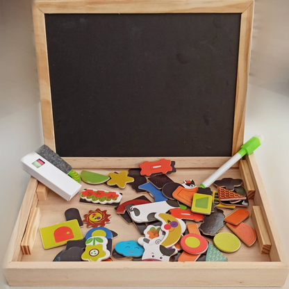 Juego de Madera Montessori con Pizarra Imantada y Animales – 95 Piezas