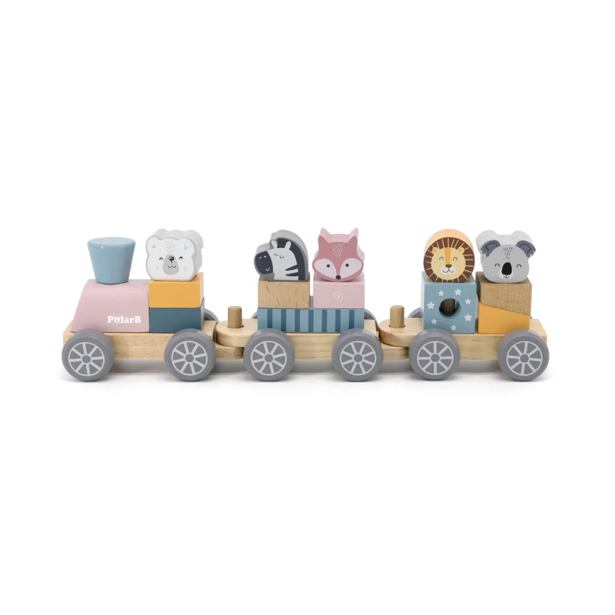 Tren Apilable de Madera con Animales - PolarB