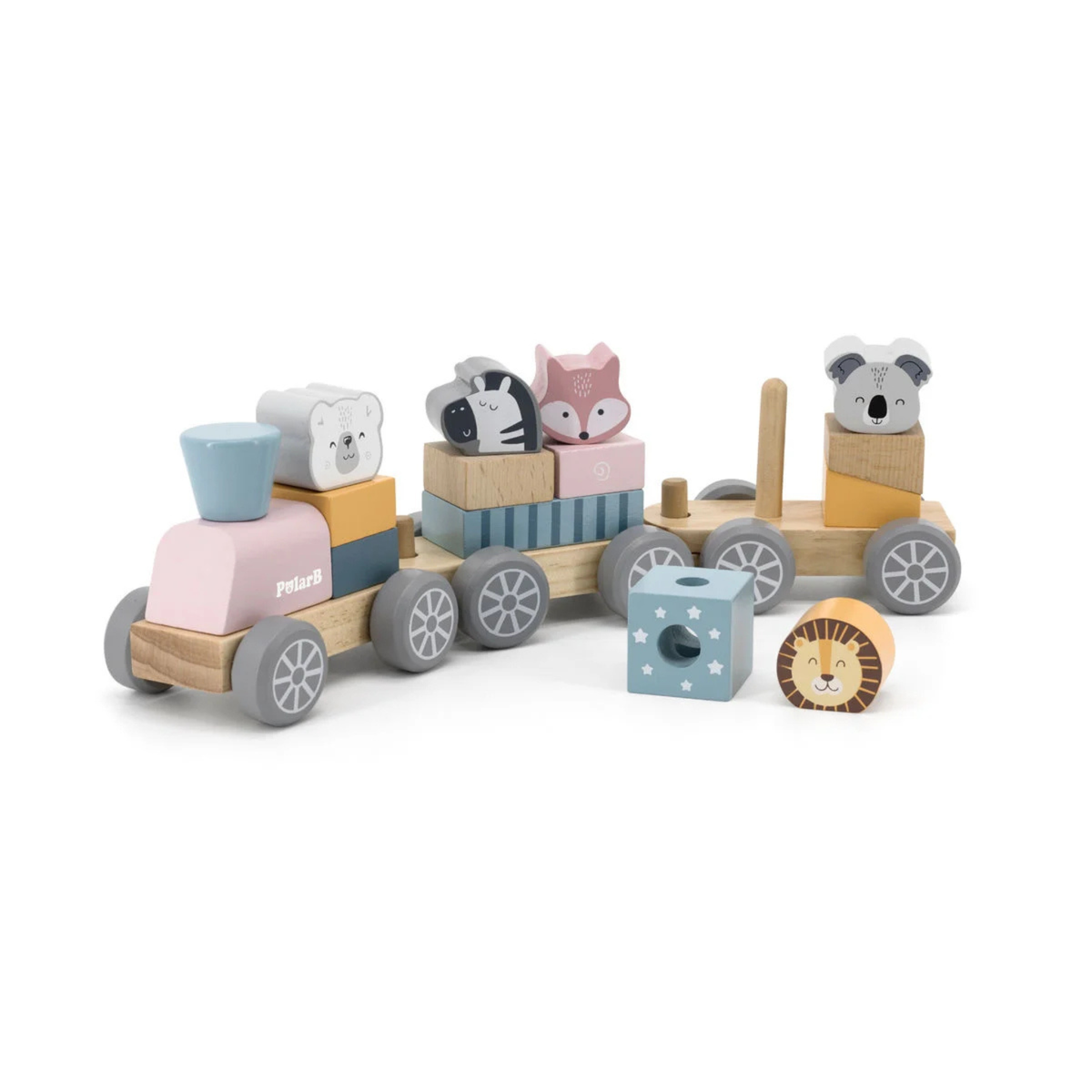 Tren Apilable de Madera con Animales - PolarB