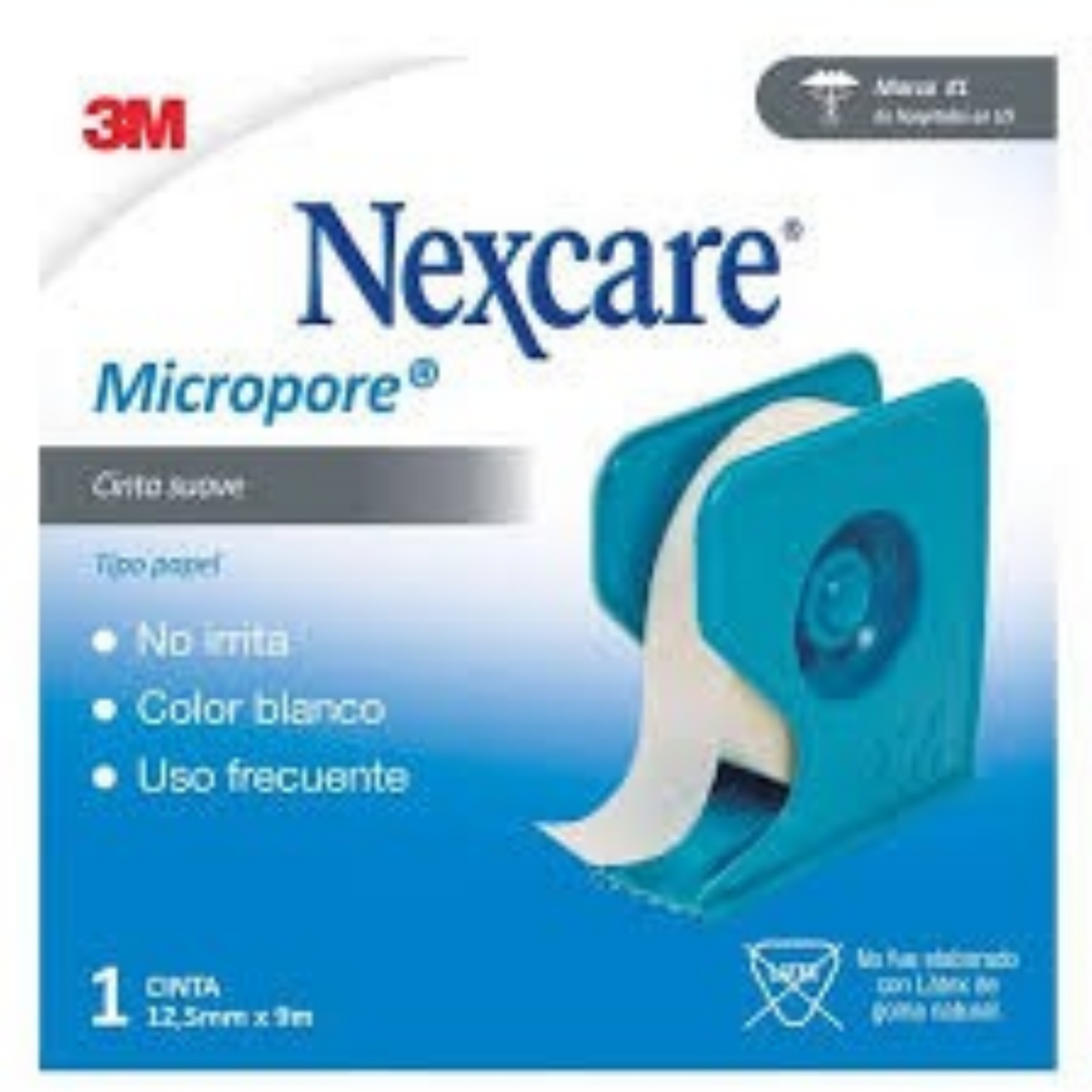 Cinta de papel Micropore 3M Nexcare - 1,25 cm x 9 m Blanca