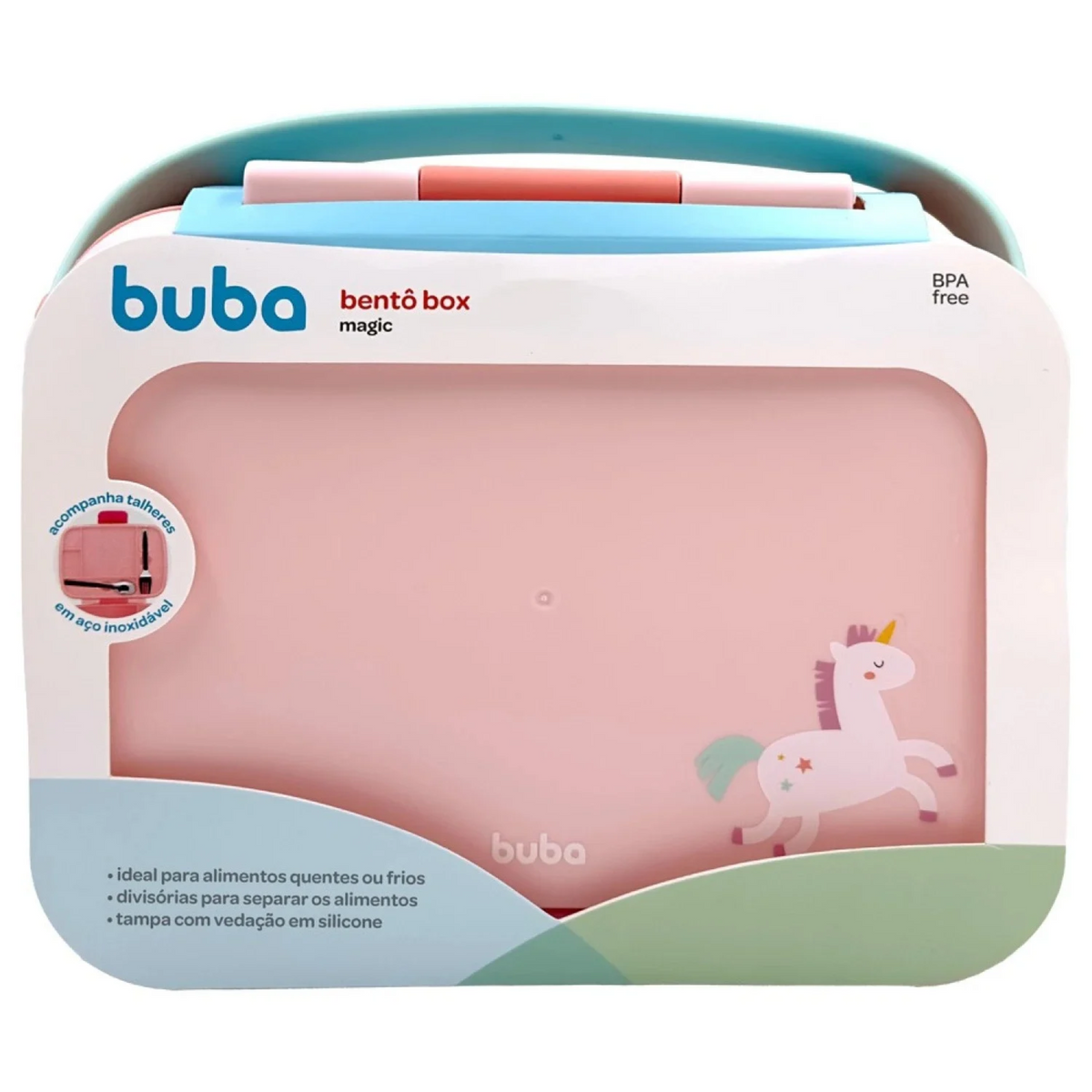 Lunchera Bento Box con Cubiertos Unicornio - Buba