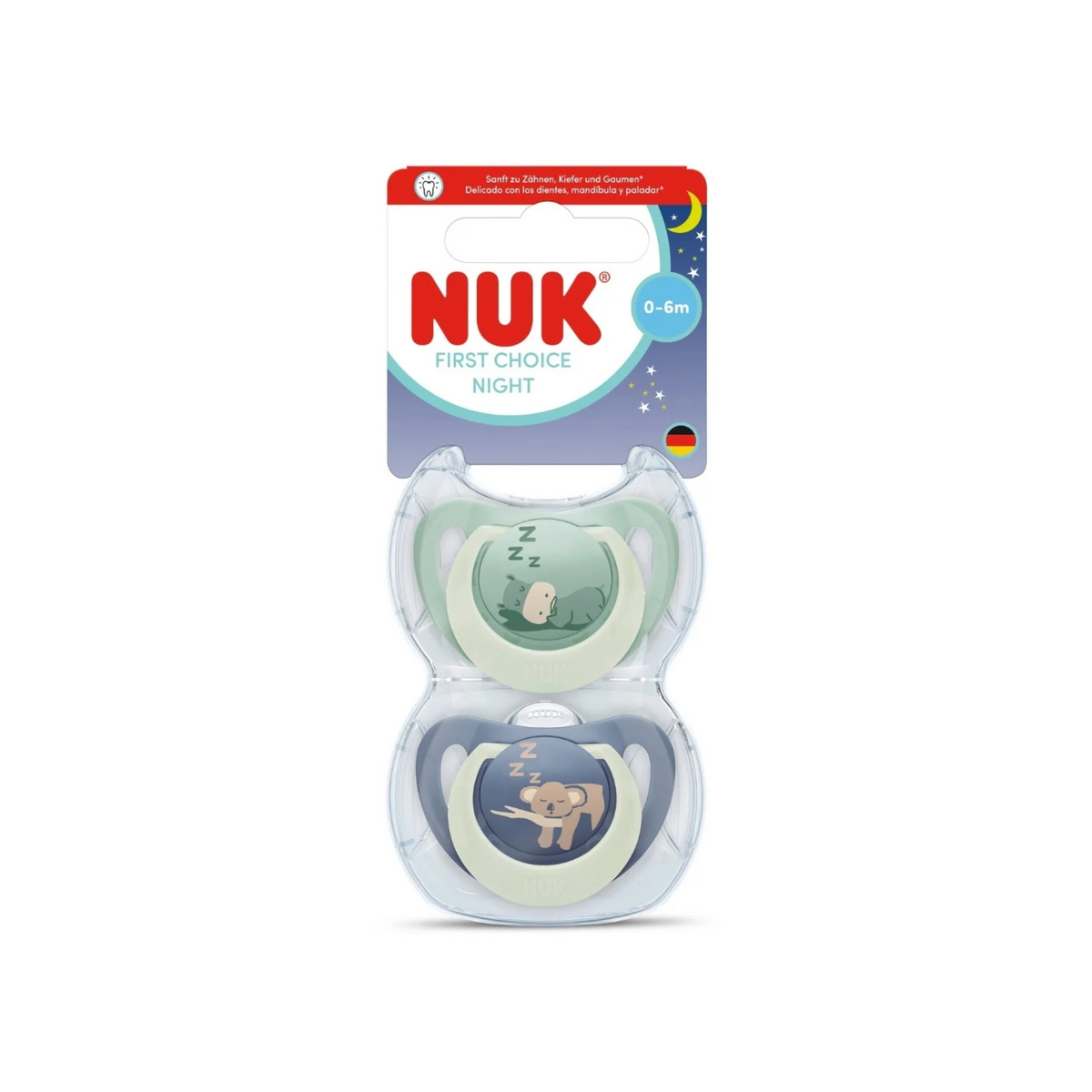 Chupetes de Silicona NUK First Choice Night para Bebé Varón de 18 a 36 Meses x 2 Unidades