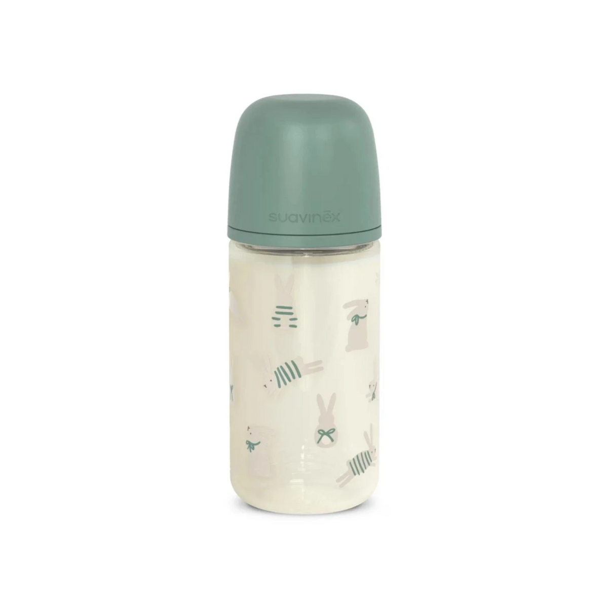 Mamadera de Vidrio Suavinex SX Pro 240 ml 3-6M Verde Conejos
