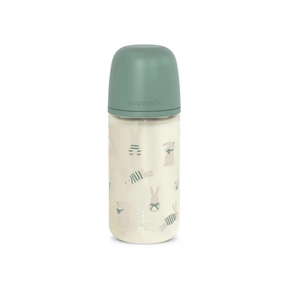 Mamadera de Vidrio Suavinex SX Pro 240 ml 3-6M Verde Conejos