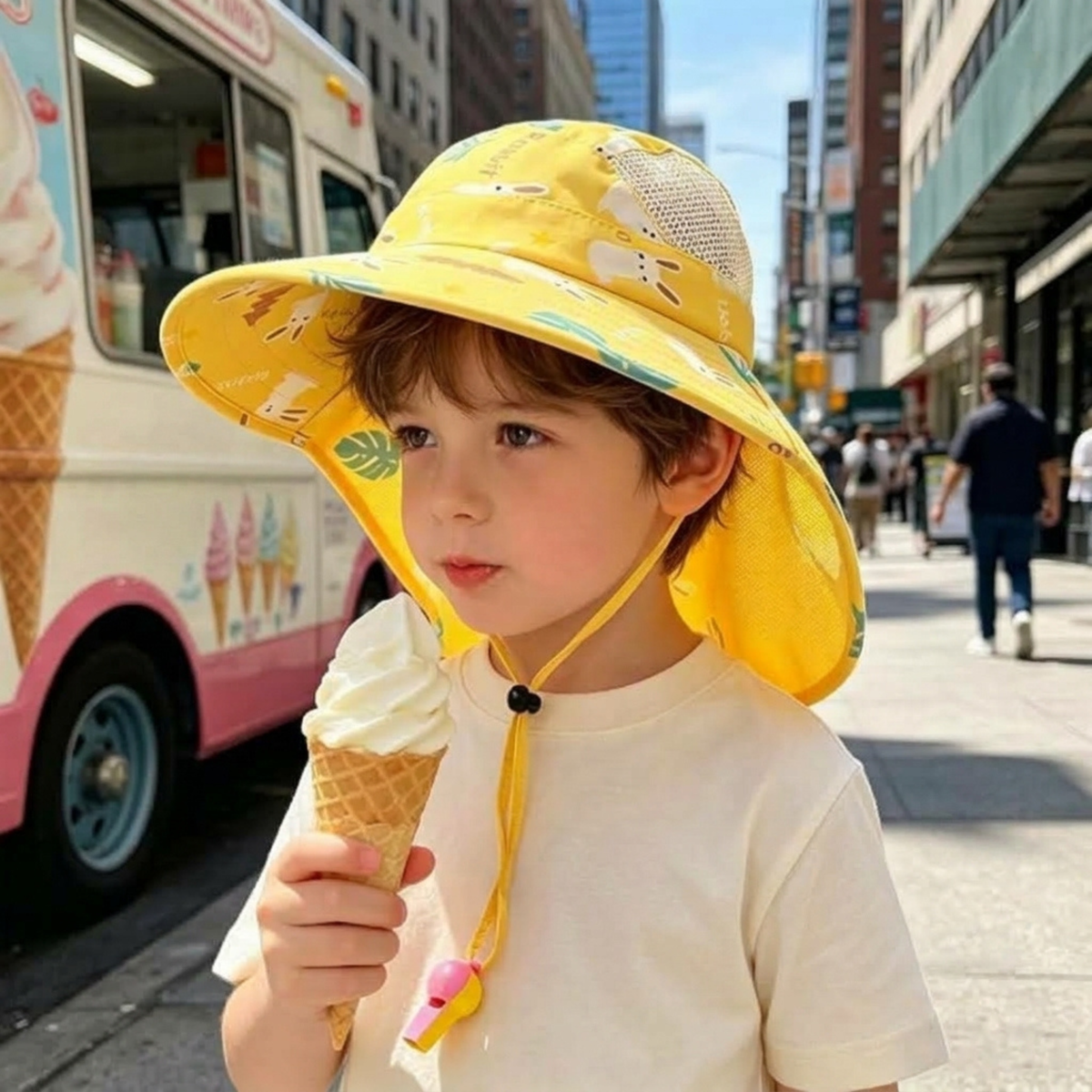 Gorro con Protector de Nuca para Bebés y Niños - Amarillo