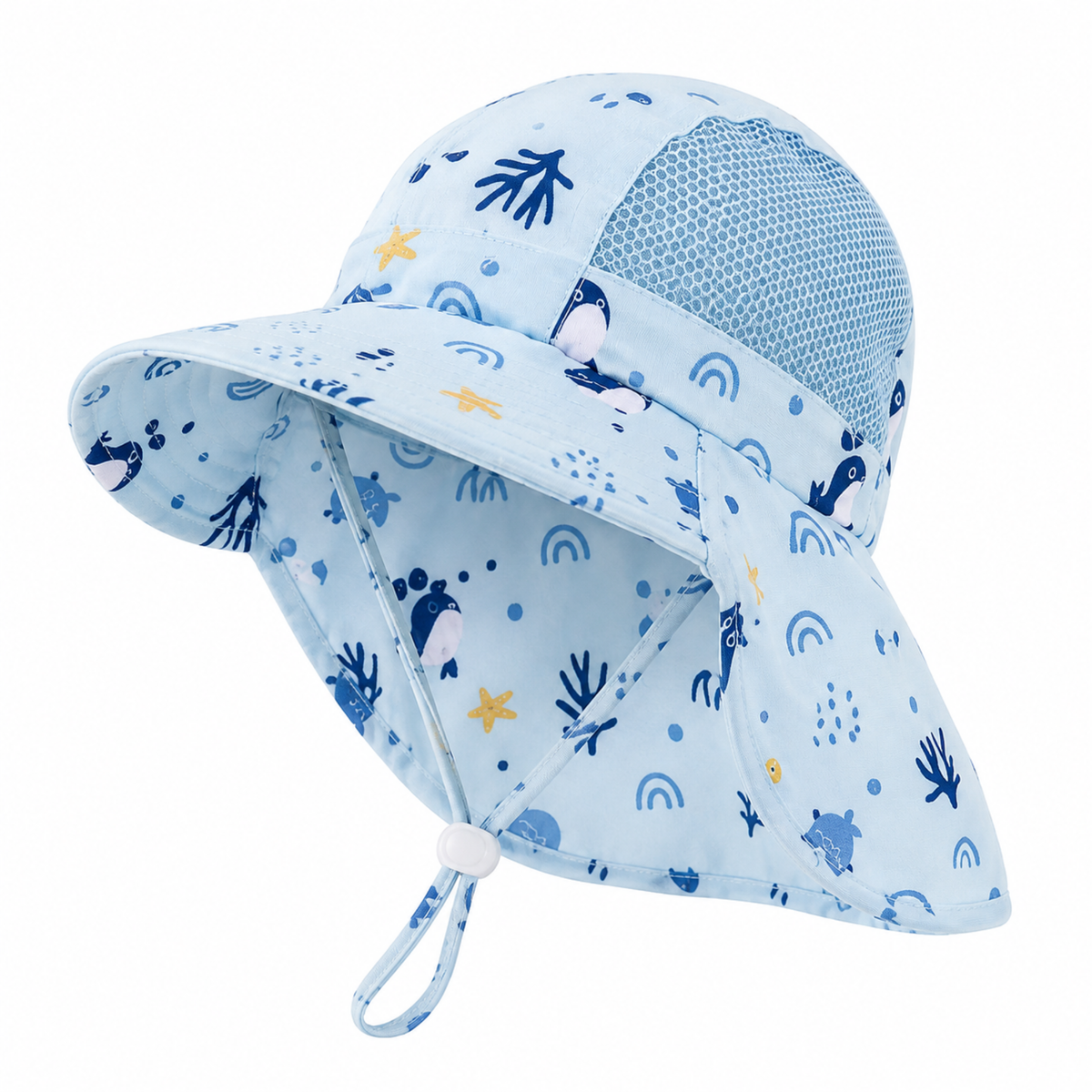 Gorro con Protector de Nuca para Bebés y Niños - Celeste