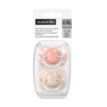 Chupete Suavinex Sx Pro Fisiológico 6-18 M X2 Rosa Oso