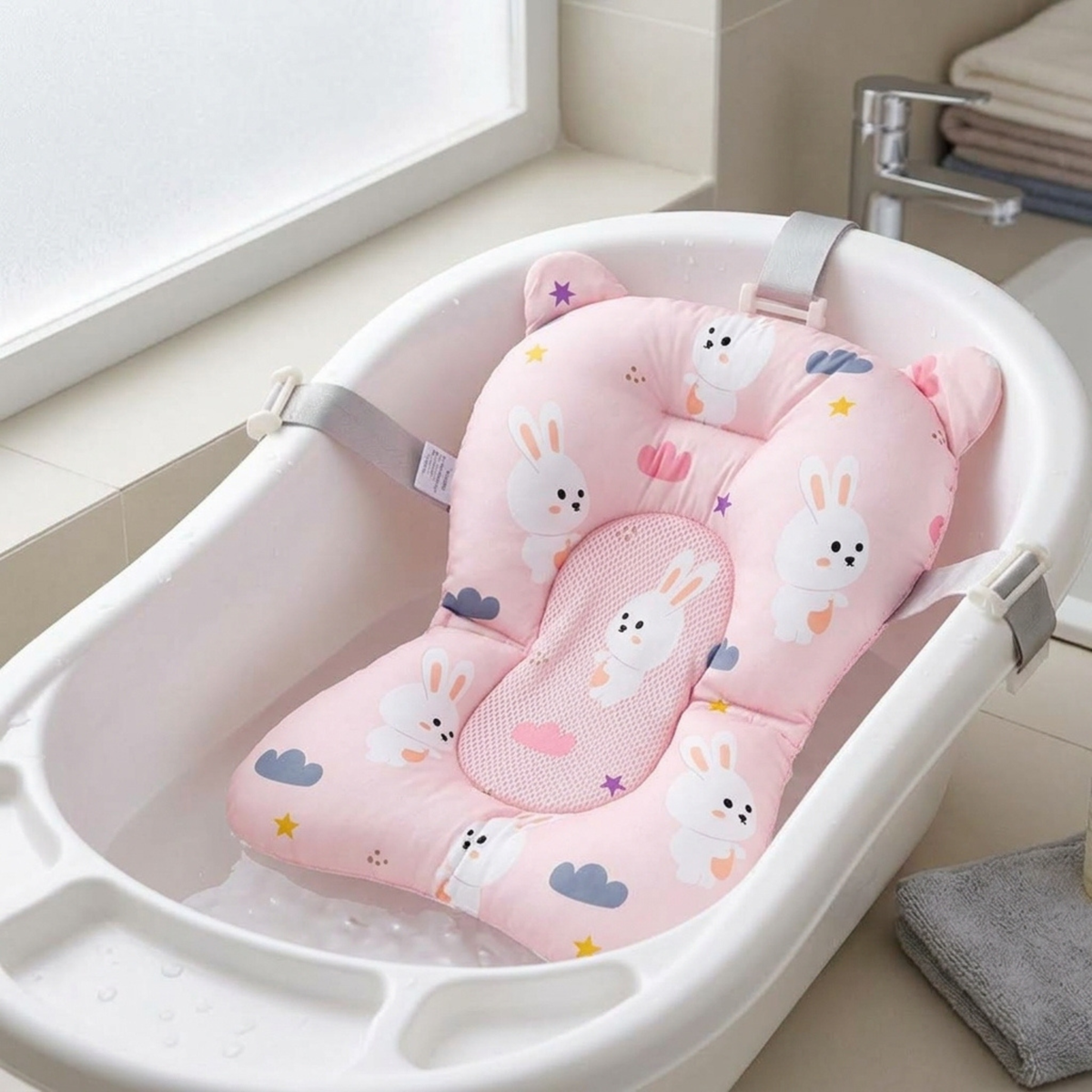 Colchón Reductor De Baño Baby Splash Conejitos - Rosa