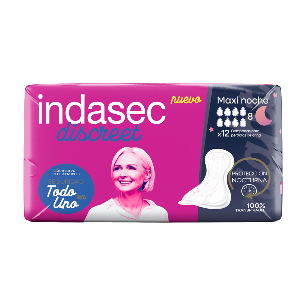 Apósitos Indasec Maxi Noche 12 Unidades