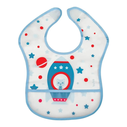 Babero Con Bolsillo Impermeable Para Niños Cohete Celeste - Buba