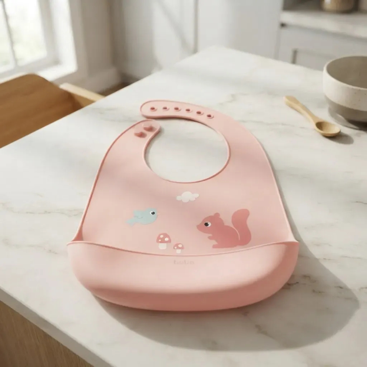 Babero de Alimentación de Silicona Cloudy Rosa - Buba