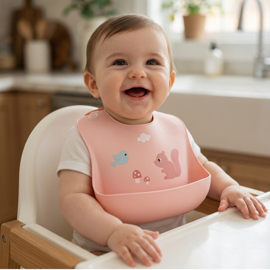 Babero de Alimentación de Silicona Cloudy Rosa - Buba
