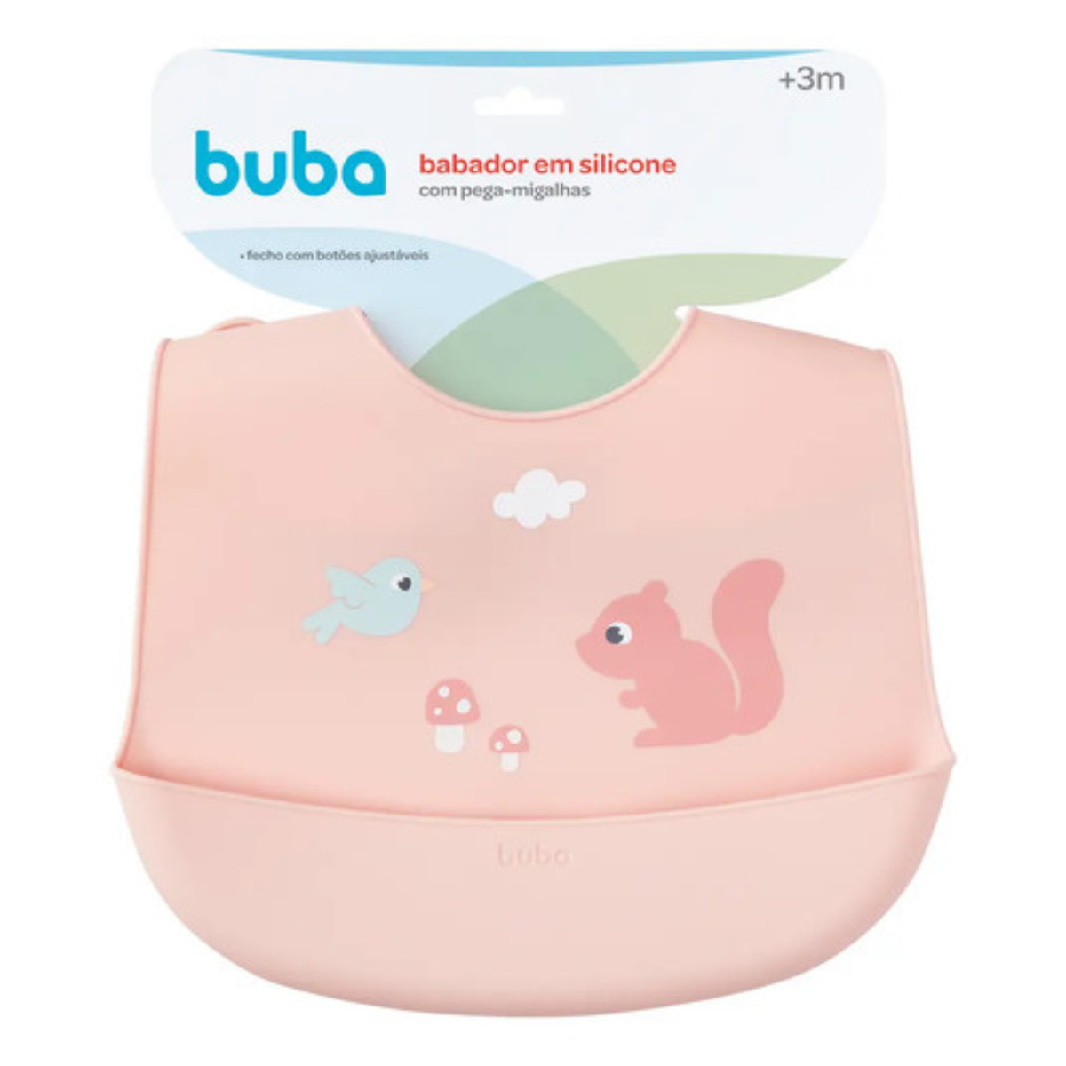 Babero de Alimentación de Silicona Cloudy Rosa - Buba