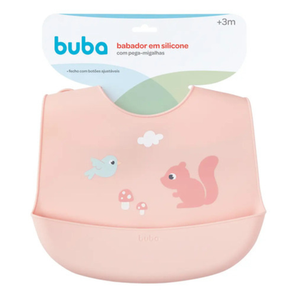 Babero de Alimentación de Silicona Cloudy Rosa - Buba