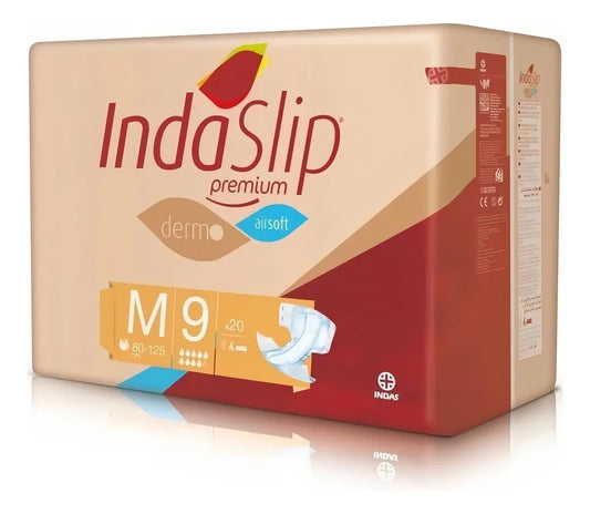 Pañales para Adulto Indaslip Plus Premium M 9 Cint 80-125cm 20 Unidades