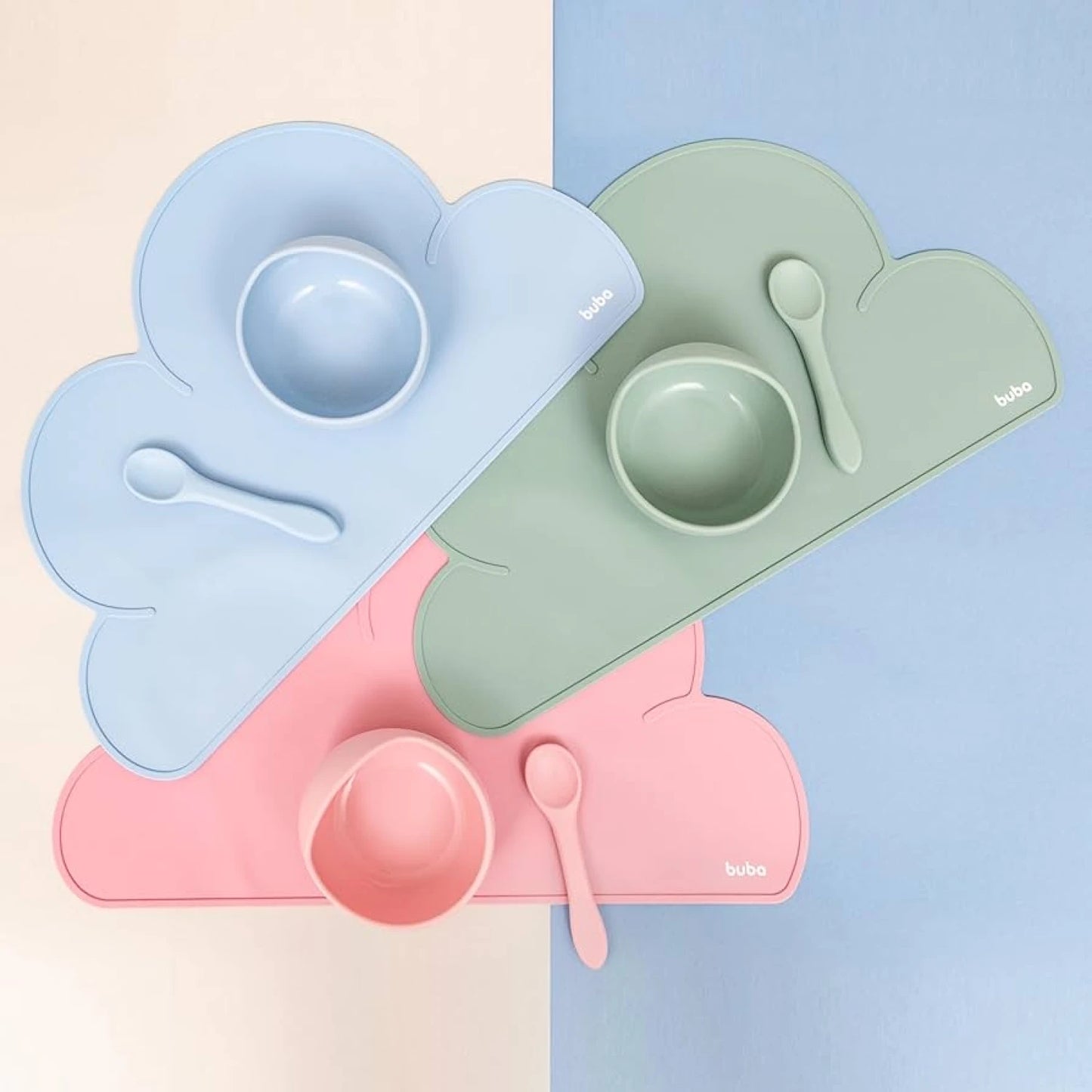 Mantel Individual de Silicona para Bebé Nube Verde - Buba