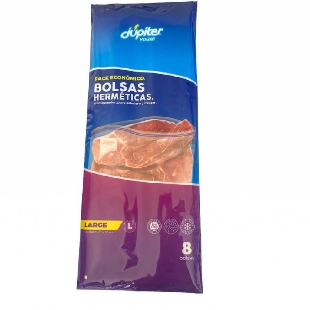 Bolsa tipo ziploc Júpiter 27 x 30 cm x8 unidades
