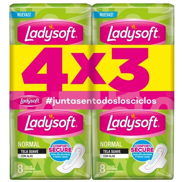 Ladysoft Toallitas Femeninas Normal – Pack 4 x 8 Unidades