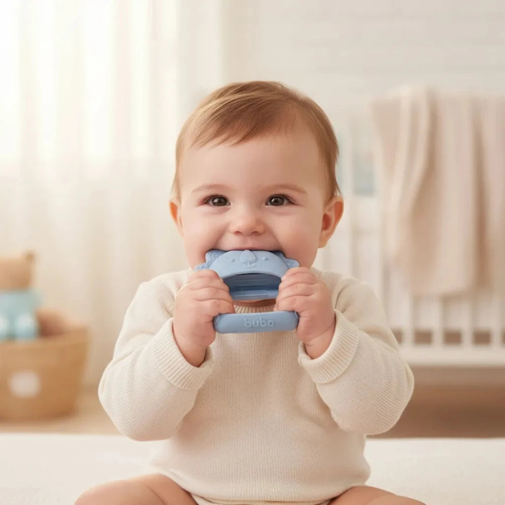 Mordillo de Silicona BUBA con Forma de Guante para Bebé +4 Meses – Celeste