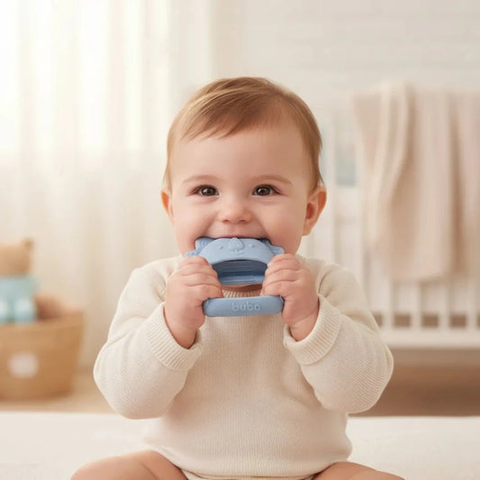 Mordillo de Silicona BUBA con Forma de Guante para Bebé +4 Meses – Celeste