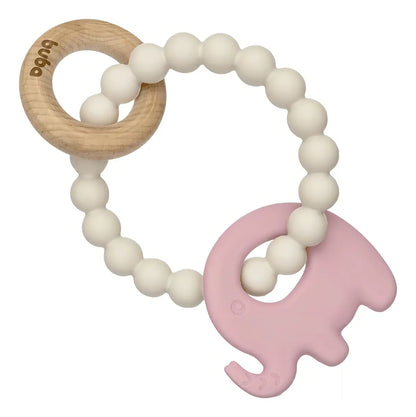 Mordillo Elefante Bambu y Silicona BUBA - Rosa