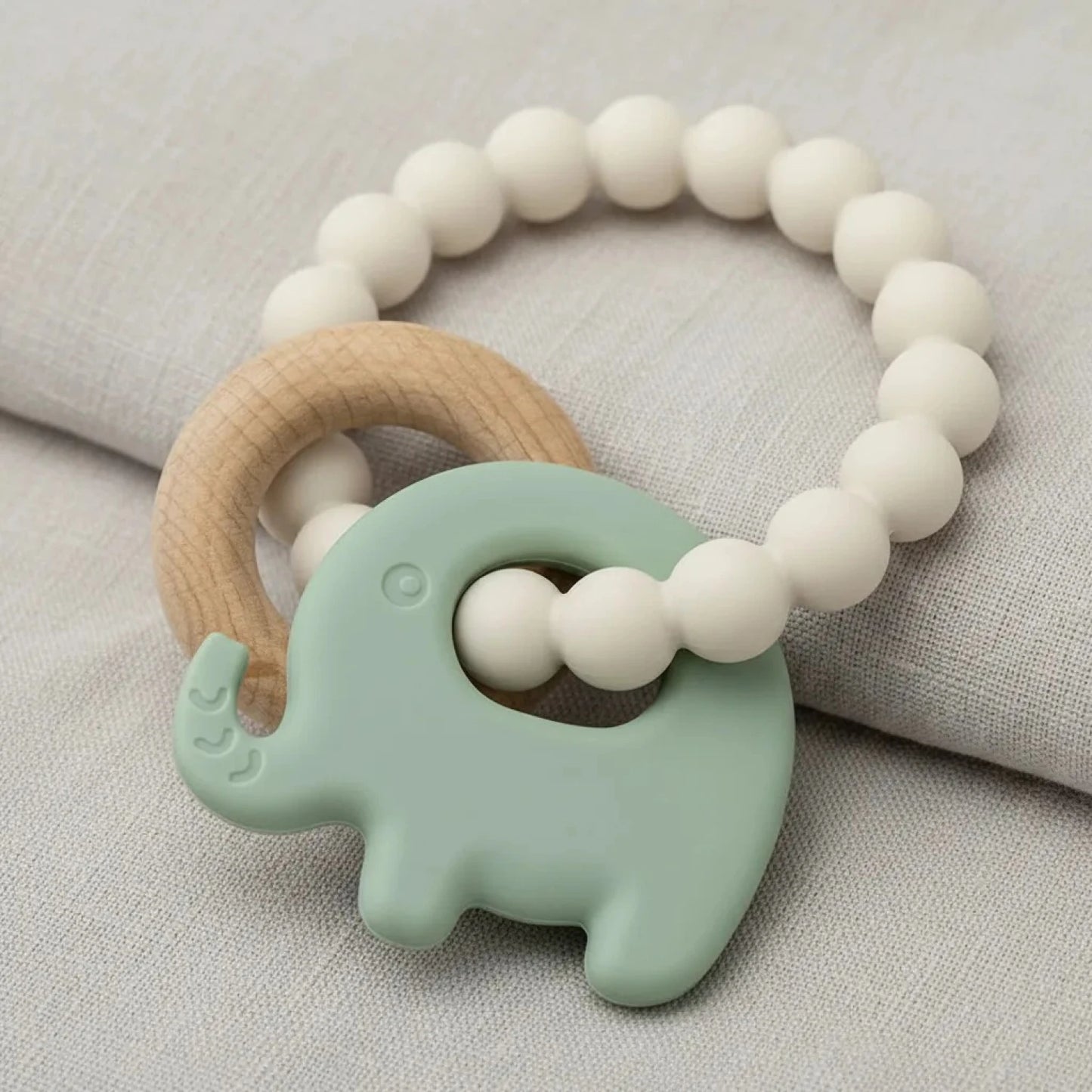 Mordillo Elefante Bambu y Silicona BUBA - Verde