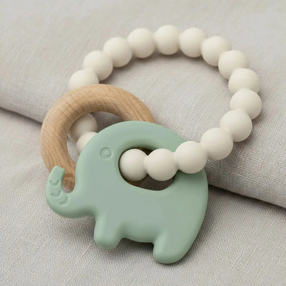 Mordillo Elefante Bambu y Silicona BUBA - Verde