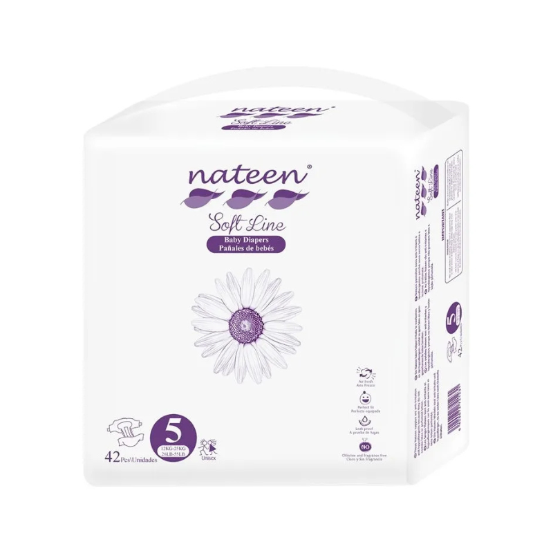 Pañales Ecológicos Nateen Soft Line XXG Talle 5 - 42 unidades