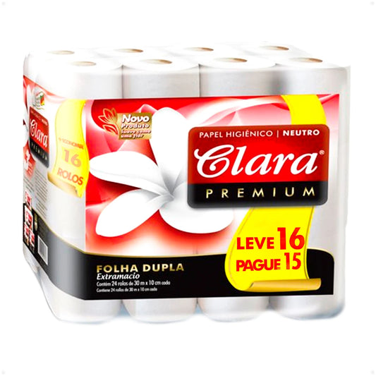 Papel Higiénico Doble Hoja Clara 16 Rollos x 30 metros