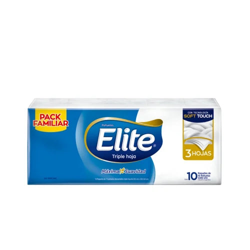 Pañuelos descartables Elite triple hoja - 10 Unidades