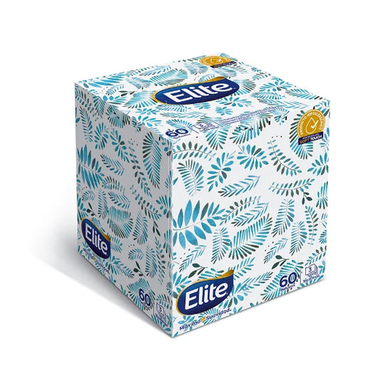 Pañuelos Faciales Elite Premium Cubo Triple Hoja 60 Unidades