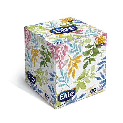 Pañuelos Faciales Elite Premium Cubo Triple Hoja 60 Unidades