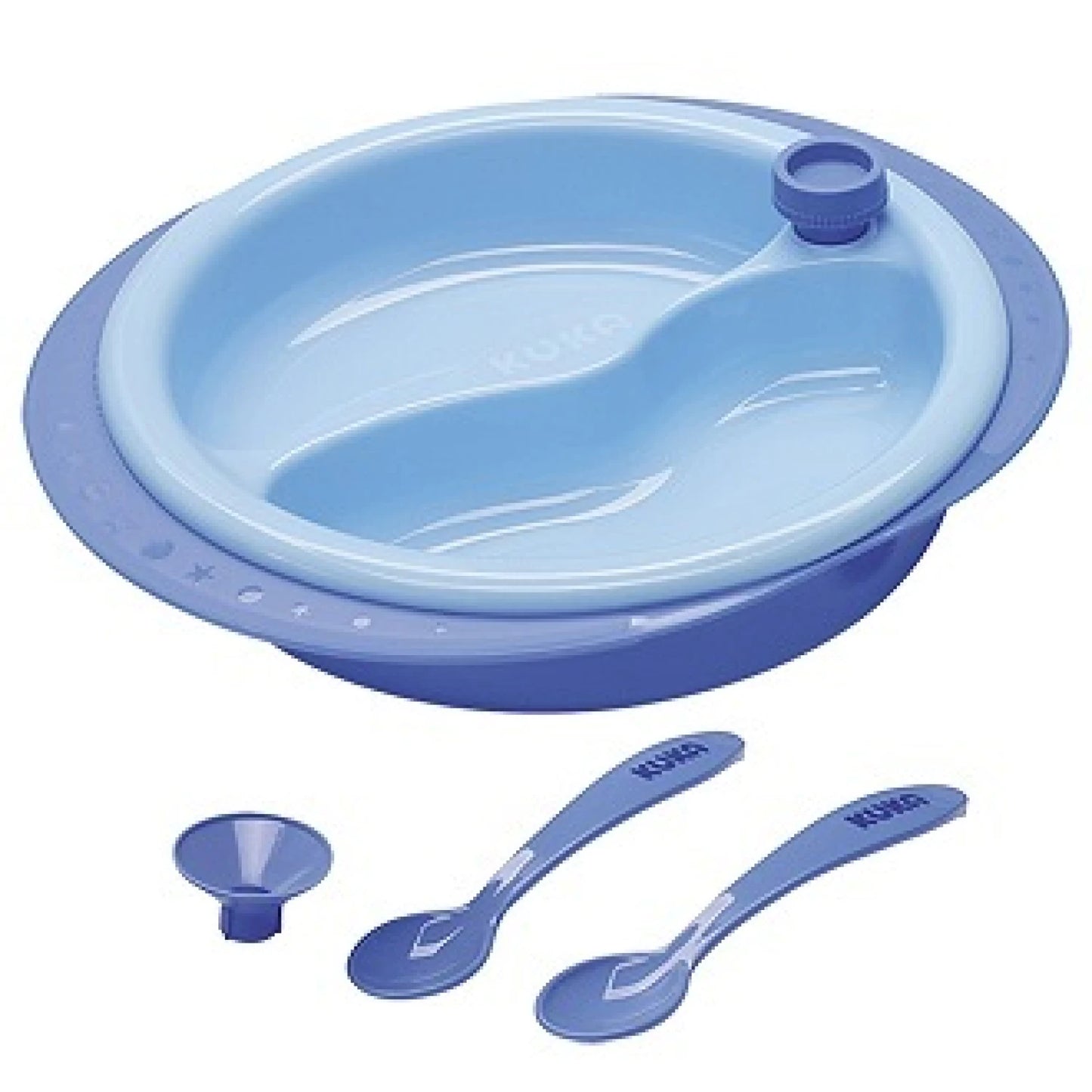 Kuka Plato Térmico con Cubiertos y Ventosa – Azul (3 unidades)