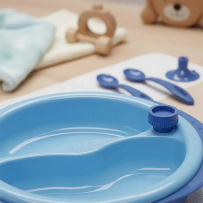 Kuka Plato Térmico con Cubiertos y Ventosa – Azul (3 unidades)