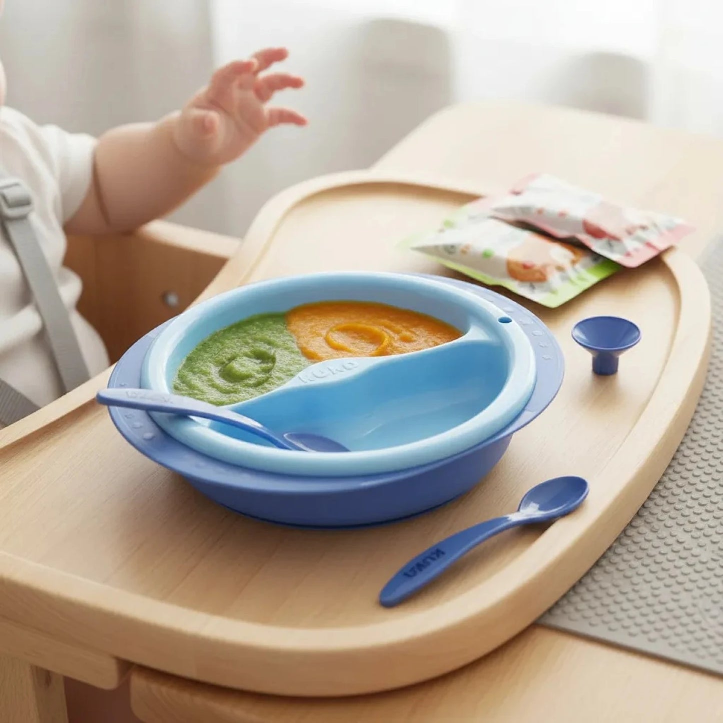 Kuka Plato Térmico con Cubiertos y Ventosa – Azul (3 unidades)